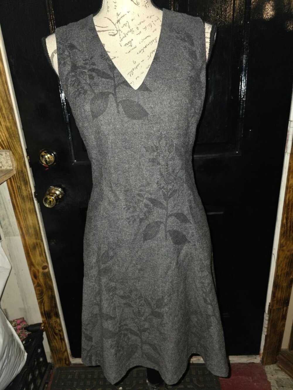 Banana Republic Gray Floral Sleeveless A-Line Dress Size 2 Wool Blend Knee Lengt